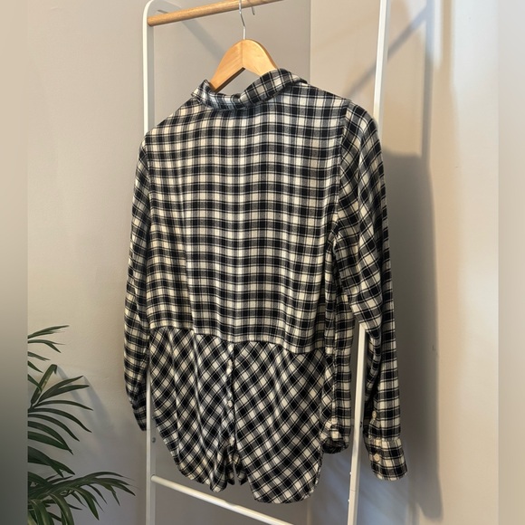 Lucky Brand Black and White Checkered Flannel Button-Down Shirt - Picture 7 of 9
